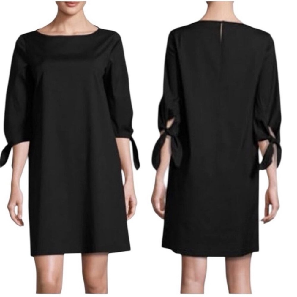 Lafayette 148 New York Paige Tie Sleeve Black Cotton blend Dress size M